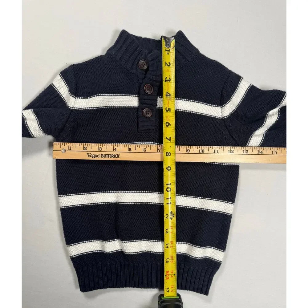 Gymboree Navy White Stripe Sweater Buttons Size 3T Boys Cotton